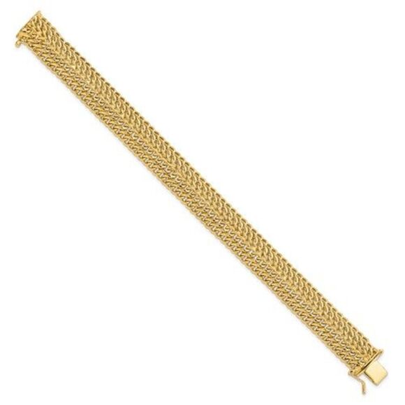 14k Gold Fancy Link Bracelet, 7.5 inches long, New - Picture 3 of 7